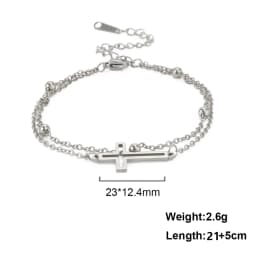Skyrim Bohemia Cross Pendant Ankle Bracelet Fashion Foot Jewelry for Women Summer Beach Party Stainless Steel Bead Chain Anklet