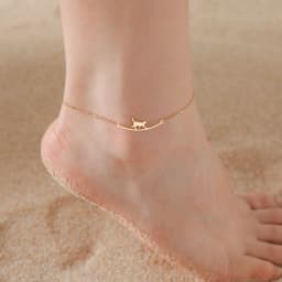 Lemegeton Lovely Walking Cat Aircraft Charms Anklet Foot Bracelet for Women Animal Kitten Chain Stainless Steel Jewelry Gift