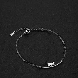 Lemegeton Lovely Walking Cat Aircraft Charms Anklet Foot Bracelet for Women Animal Kitten Chain Stainless Steel Jewelry Gift