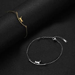 Lemegeton Lovely Walking Cat Aircraft Charms Anklet Foot Bracelet for Women Animal Kitten Chain Stainless Steel Jewelry Gift