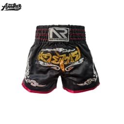 ANOTHER BOXER Muay Thai Shorts Embroidery Satin Men Women Kids Gym Martial Arts MMA Kickboxing Competition Training Shorts