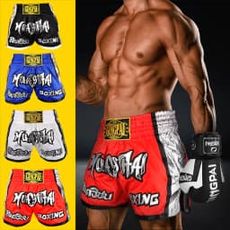 Men Women Kids Muay Thai Shorts Embroidery Thai Boxing Shorts Satin BJJ MMA Clothes Gym Grappling Cage Fight Kickboxing Shorts