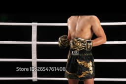 ANOTHERBOXER Muay Thai Shorts, Embroidered Traditional Boxing Pants, Sportswear for Men Women, Breathable Training Kids Shorts