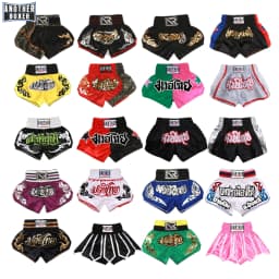 ANOTHERBOXER Muay Thai Shorts, Embroidered Traditional Boxing Pants, Sportswear for Men Women, Breathable Training Kids Shorts