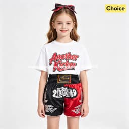 Black Red Muay Thai Shorts Satin Boxing Shorts Men Women Kids Embroidery MMA Martial Arts Kickboxing Cage Fight Training Pants