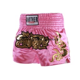 Short Muay Thai Man Kick Boxing Shorts Women Kid Gold Embroidery Satin Kickboxing Cage Fight Pants Black MMA Martial Arts Gear