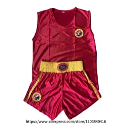 Red Boxing Shorts Shirt Set Muay Thai Shorts Men Women Kids Boy Girl Sanda Wushu Martial Arts Shorts and Sleeveless Singlet Set