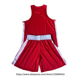 Red Boxing Shorts Shirt Set Muay Thai Shorts Men Women Kids Boy Girl Sanda Wushu Martial Arts Shorts and Sleeveless Singlet Set