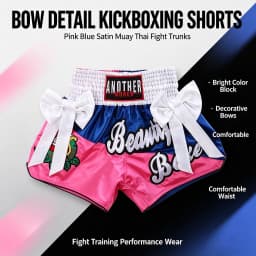 Muay Thai Fight Shorts Shiny Satin Embroidery Boxing MMA Kickboxing Gym Training Trunks Bow Decor Martial Arts Workout Shorts