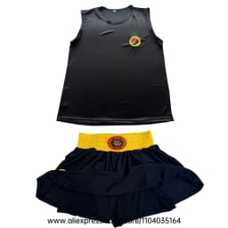 Women Sanda Boxing Uniform Set Sleeveless Tank Top with Skirt‑Style Shorts Martial Arts Training Outfit for Kickboxing Sparring