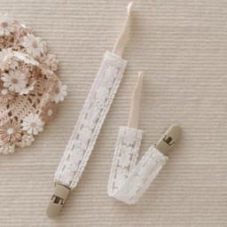 Vintage Lace Pacifier Clip for Baby Soft Anti-Drop Soother Strap with Secure Clip Newborn Teething Toy Leash Baby Shower Gift