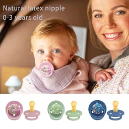 1PC 0-3 Year Old Imitation Breast Milk Macaron Color Printed Natural Latex Pacifier Small Flower Shape Dust Lid Gift For Babies