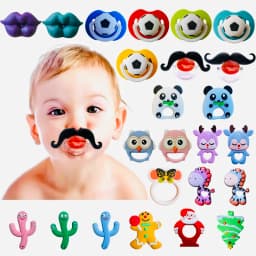 Funny Baby Pacifiers Soft Silicone Animals Plants Santa Baby Teether for Baby Infant Toddler Safe Materials BPA Free Latex Free