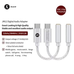 JCALLY JM12 Digital Audio Adapter Type-C to 3.5mm Converter HIFI Sound DAC Chip Headphone Amplifier for Phone PC Adapter Cable