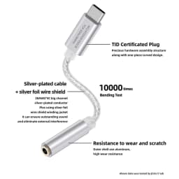 JCALLY JM12 Digital Audio Adapter Type-C to 3.5mm Converter HIFI Sound DAC Chip Headphone Amplifier for Phone PC Adapter Cable