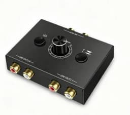 HTMCK 2 in 1 Out/1 in 2 out Bi-Directional RCA Stereo Audio Switcher with Mute Button - Audio Selector Adapter for Speakers
