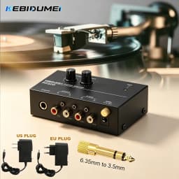 KEBIDUMEI PP500 Ultra-Compact Phono Preamp With Bass Treble Balance Volume Adjustment Turntable Preamplifier US EU Plug