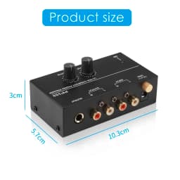 KEBIDUMEI PP500 Ultra-Compact Phono Preamp With Bass Treble Balance Volume Adjustment Turntable Preamplifier US EU Plug