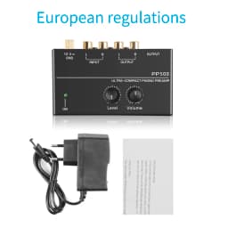 KEBIDUMEI PP500 Ultra-Compact Phono Preamp With Bass Treble Balance Volume Adjustment Turntable Preamplifier US EU Plug