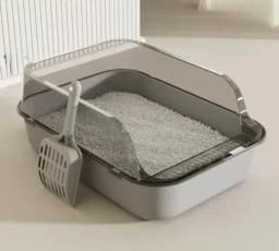 P Semi-Enclosed Cat Litter Box Splashproof Kitten Toilet Tray Pet Cleaning Basin with High Sides for Indoor Use