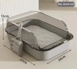 P Semi-Enclosed Cat Litter Box Splashproof Kitten Toilet Tray Pet Cleaning Basin with High Sides for Indoor Use