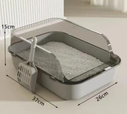 P Semi-Enclosed Cat Litter Box Splashproof Kitten Toilet Tray Pet Cleaning Basin with High Sides for Indoor Use