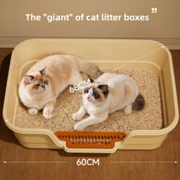 Extra Large Cat Litter Box, Semi-Enclosed & Open Top, Ventilated, Odor Control, Anti-Splash Pet Toilet