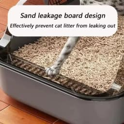 P Semi-Enclosed Cat Litter Box Splashproof Kitten Toilet Tray Pet Cleaning Basin with High Sides for Indoor Use