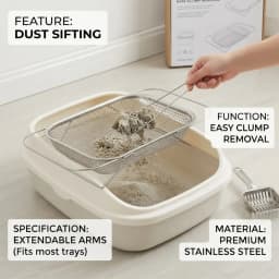 Cat Litter Box Filter Rack 201 Stainless Steel Litter Scooper Cat Bedpans Sifting Sand Cats Litter Tray Pet Supplies
