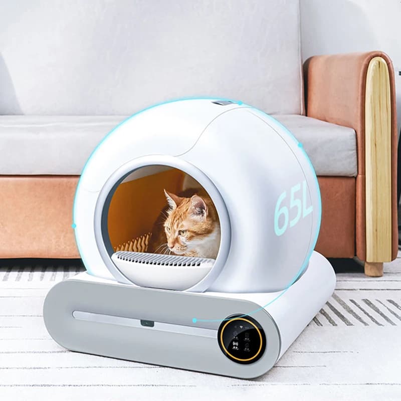 Booteely 65L Automatic Smart Cat Litter Box Self Cleaning Fully Enclosed Cat Litter Box Pet Toilet Litter Tray English Versions