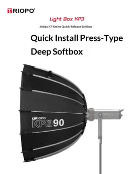 Triopo KP3 Quick Fold Deep Parabolic Softbox 60/90/120cm Bowens Mount Honeycomb Grid Compatible with Godox JINBEI