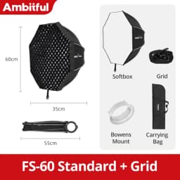 Ambitful FS Series FS40cm 60cm 80cm Quick-Setup Octagon Softbox Bowens Mount for Godox Aputure Sokani Studio LED Video Light