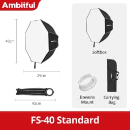 Ambitful FS Series FS40cm 60cm 80cm Quick-Setup Octagon Softbox Bowens Mount for Godox Aputure Sokani Studio LED Video Light