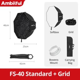 Ambitful FS Series FS40cm 60cm 80cm Quick-Setup Octagon Softbox Bowens Mount for Godox Aputure Sokani Studio LED Video Light