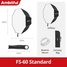 Ambitful FS Series FS40cm 60cm 80cm Quick-Setup Octagon Softbox Bowens Mount for Godox Aputure Sokani Studio LED Video Light