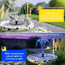 Solar Powered Floating Fountain With RGB LED Lights Solar Water Fountain With Multiple Nozzles For Bird Bath Garden Pond Outdoor
