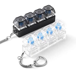 LED Keyboard Keychain Fidget Toys 4 Keys Keyboard Keycaps Fidget Toy Party Stress Relief Keyboard Cap