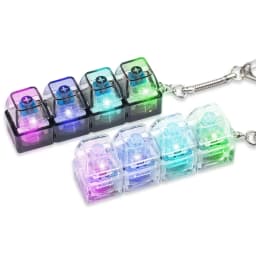 Fidget Toys LED Keyboard Keychain Crystal Clicker Sensory Toy for Stress Relief Keyboard Keychain Fidget Gadget for Adults Kids