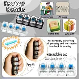 Fidget Toys LED Keyboard Keychain Crystal Clicker Sensory Toy for Stress Relief Keyboard Keychain Fidget Gadget for Adults Kids