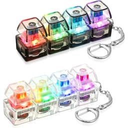 Fidget Toys LED Keyboard Keychain Crystal Clicker Sensory Toy for Stress Relief Keyboard Keychain Fidget Gadget for Adults Kids