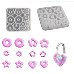 Multifuntional Jewelry Molds 3D Pendant Earrings Resin Molds DIY Rings Star Love Flower Garlands Shape Earrings Silicone Molds