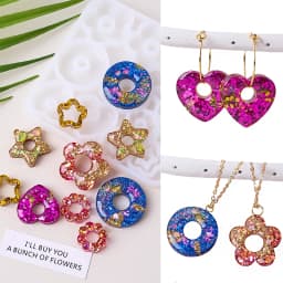 Multifuntional Jewelry Molds 3D Pendant Earrings Resin Molds DIY Rings Star Love Flower Garlands Shape Earrings Silicone Molds