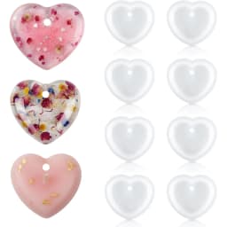 8 Heart-shaped resin mold,Cute love heart-shaped silicone mold,With holes,Can be used for resin DIY Handmade pendant necklace