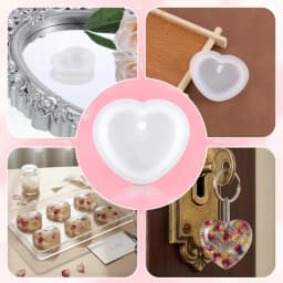 8 Heart-shaped resin mold,Cute love heart-shaped silicone mold,With holes,Can be used for resin DIY Handmade pendant necklace