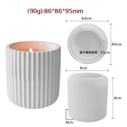 Candle Vessel Silicone Mold Cylindrical Ribbed Smooth Concrete Resin Plaster Mold for DIY Candle Holder Planter Storage Jar