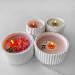 Candle Vessel Silicone Mold Cylindrical Ribbed Smooth Concrete Resin Plaster Mold for DIY Candle Holder Planter Storage Jar