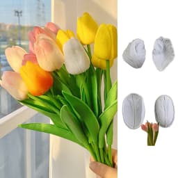 New Sale 2Pcs Tulip Petal Silicone Mold Cake Decorating Tools Veiner Mold Gumpaste Mold, Sugarcraft, Resin Clay Moulds
