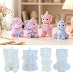 DIY Keychain Pendant Silicone Mold 3D Cat, Bear, Sheep Dropper Mold Mirror Resin Ornament Keychain Silicone Mold