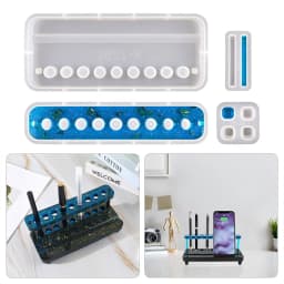 4 Piece Set Glue Dripping Mold Handmade Creative DIY Multifunctional Pen Holder Mold Mobile Phone Bracket Desktop Storage Resin