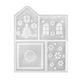 House Shaped Silicone Mold, Reusable DIY Handmade Candlestick Mould For Epoxy Resin Gypsum Tabletop Home Decoration